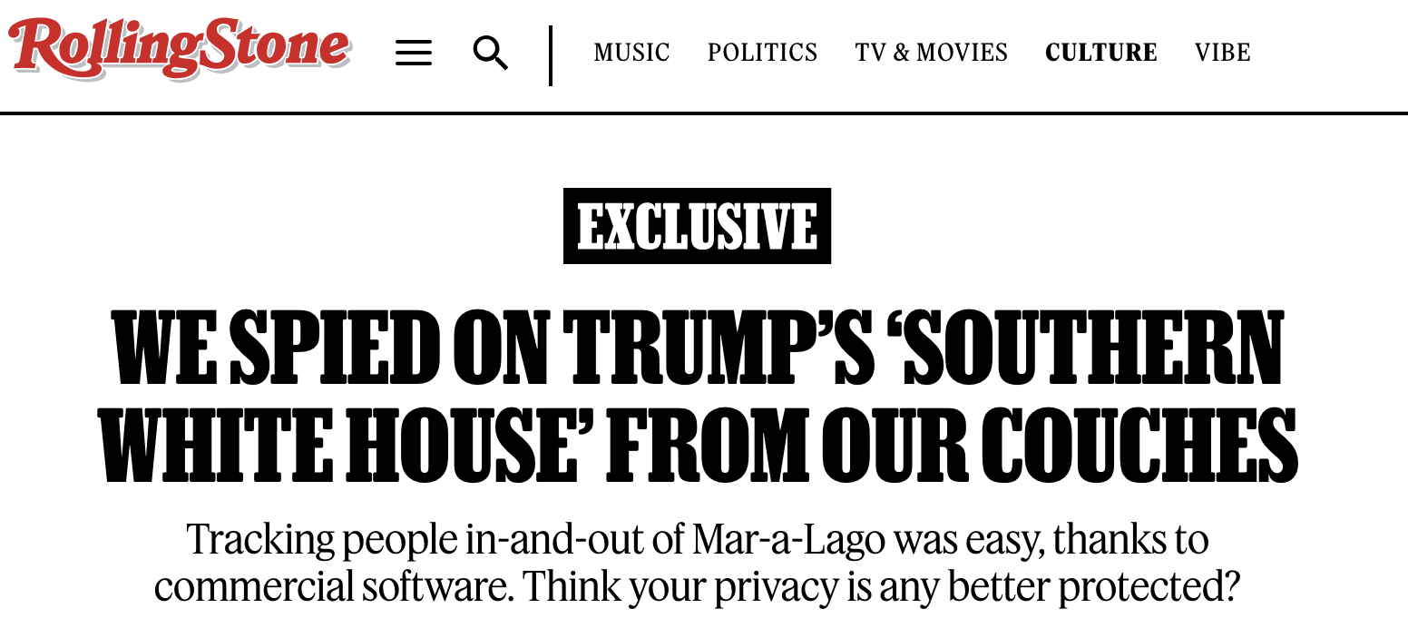 Rolling Stone Article Published